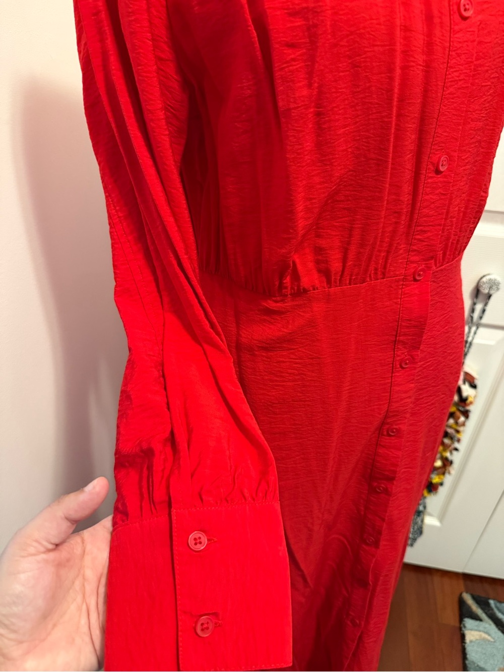 a new day Red Long-Sleeve Button Front Midi Dress - Picture 3 of 6